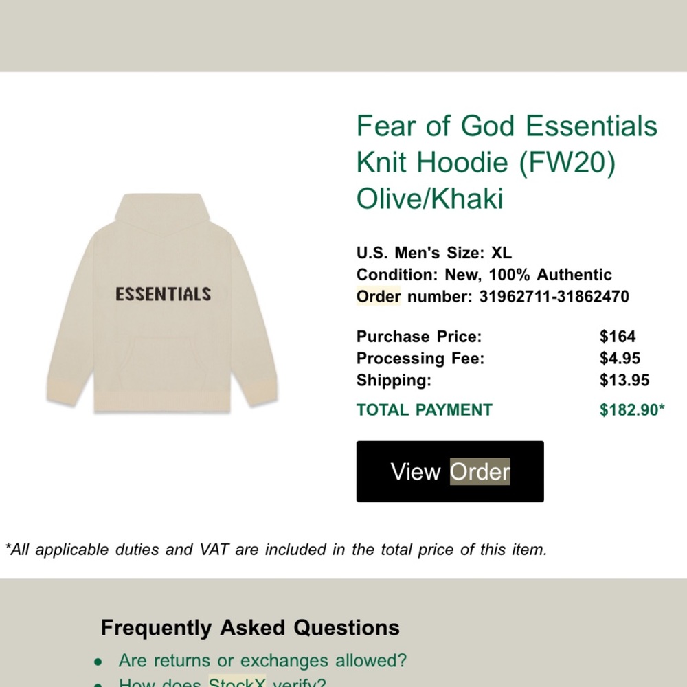 Fear of food essentials hoodie knit